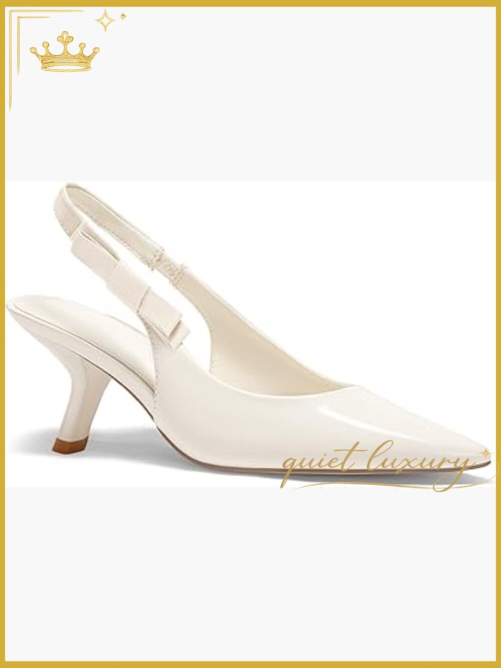 Pointed Toe Slingback Kitten Heel Pumps, Patent Leather, 2.4 Inch Heel